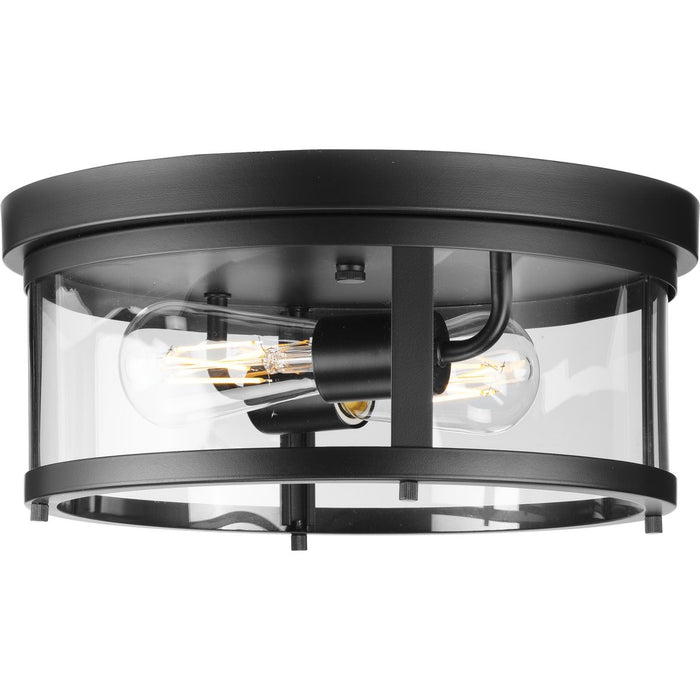 Progress Lighting Gunther Collection 75W Two-Light Flush Mount Matte Black (P550021-31M)