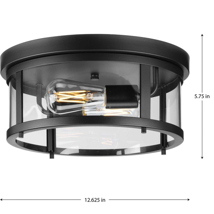 Progress Lighting Gunther Collection 75W Two-Light Flush Mount Matte Black (P550021-31M)