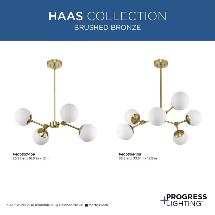 Progress Lighting Haas Collection 60W Four-Light Chandelier Brushed Bronze (P400307-109)