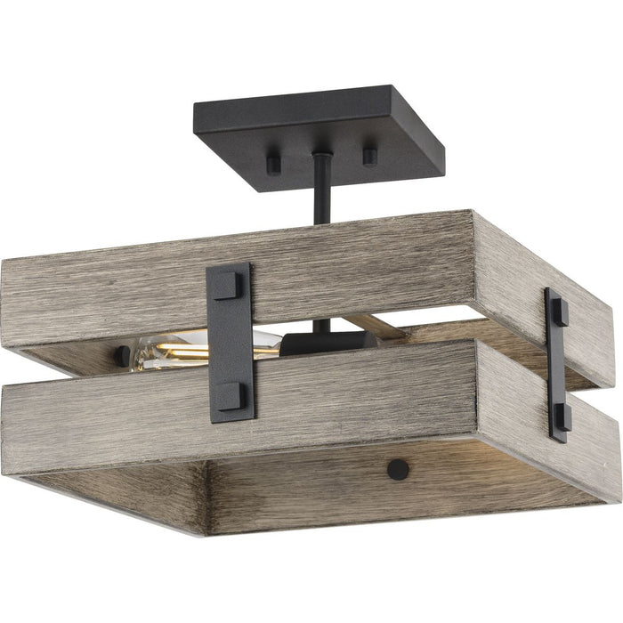 Progress Lighting Hemsworth Collection Black Two-Light 13-1/2 Inch Semi-Flush Mount (P350172-031)