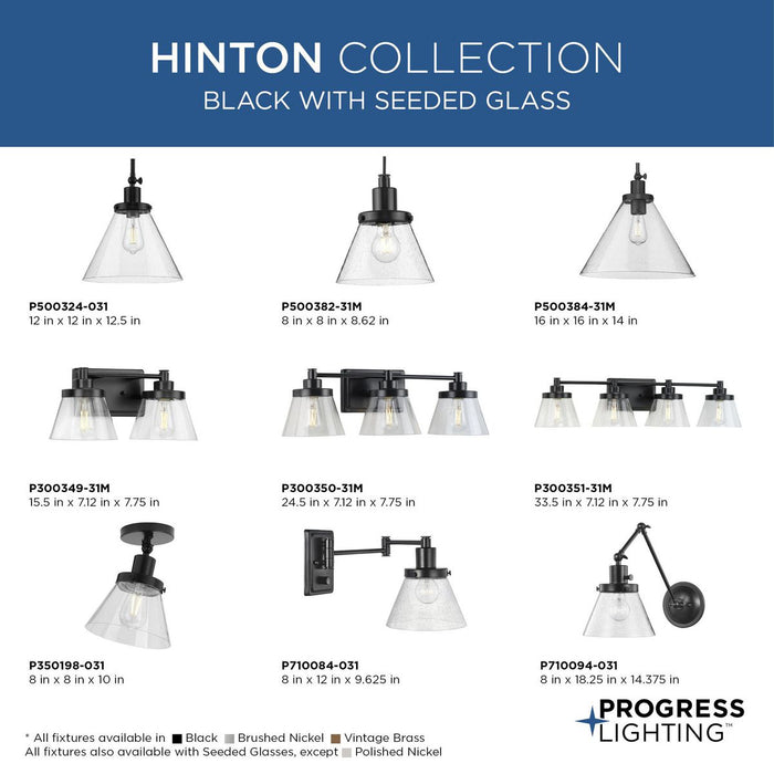 Progress Lighting Hinton Collection 100W One-Light Large Pendant Glass Matte Black (P500384-31M)