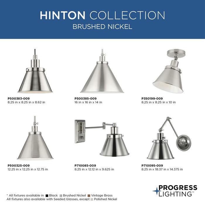 Progress Lighting Hinton Collection 100W One-Light Large Pendant Metal Brushed Nickel (P500385-009)
