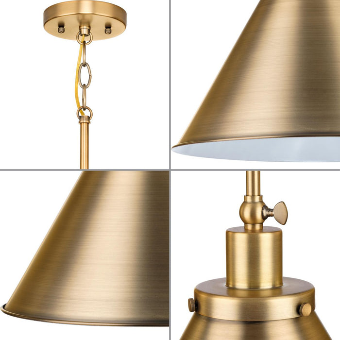 Progress Lighting Hinton Collection 100W One-Light Large Pendant Metal Vintage Brass (P500385-163)