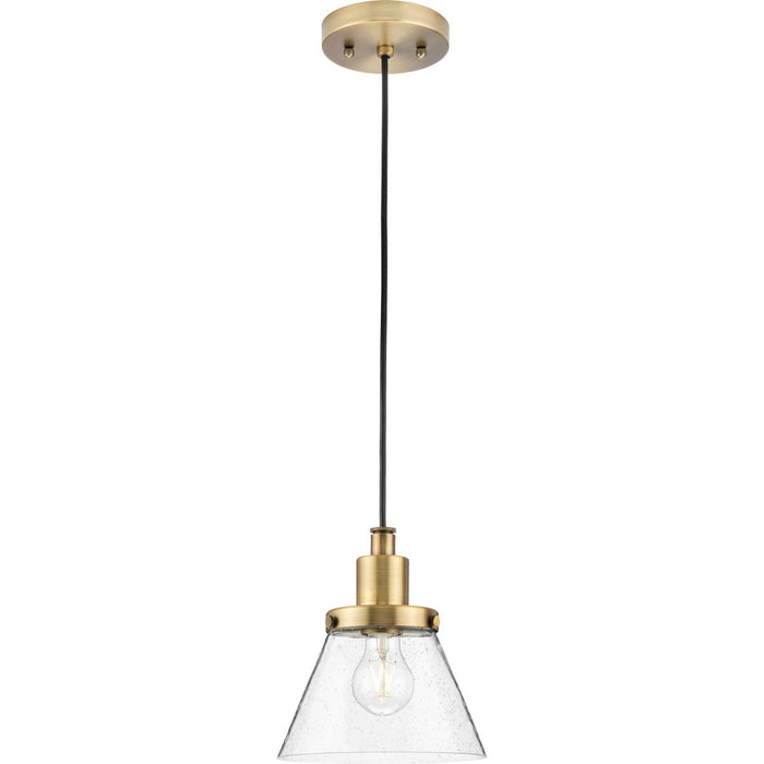 Progress Lighting Hinton Collection 60W One-Light Mini Pendant Glass Vintage Brass (P500382-163)