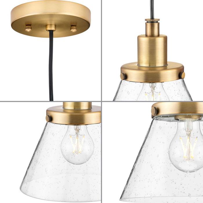 Progress Lighting Hinton Collection 60W One-Light Mini Pendant Glass Vintage Brass (P500382-163)