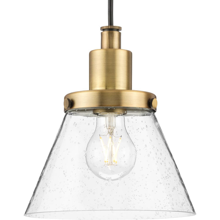 Progress Lighting Hinton Collection 60W One-Light Mini Pendant Glass Vintage Brass (P500382-163)