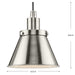 Progress Lighting Hinton Collection 60W One-Light Mini Pendant Metal Brushed Nickel (P500383-009)