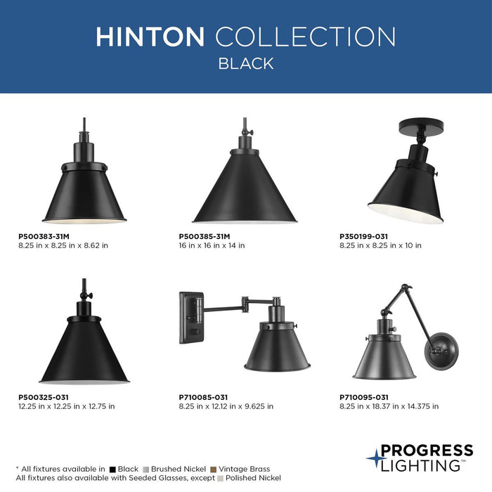 Progress Lighting Hinton Collection 60W One-Light Mini Pendant Metal Matte Black (P500383-31M)