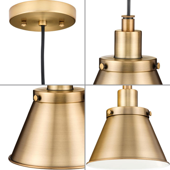 Progress Lighting Hinton Collection 60W One-Light Mini Pendant Metal Vintage Brass (P500383-163)