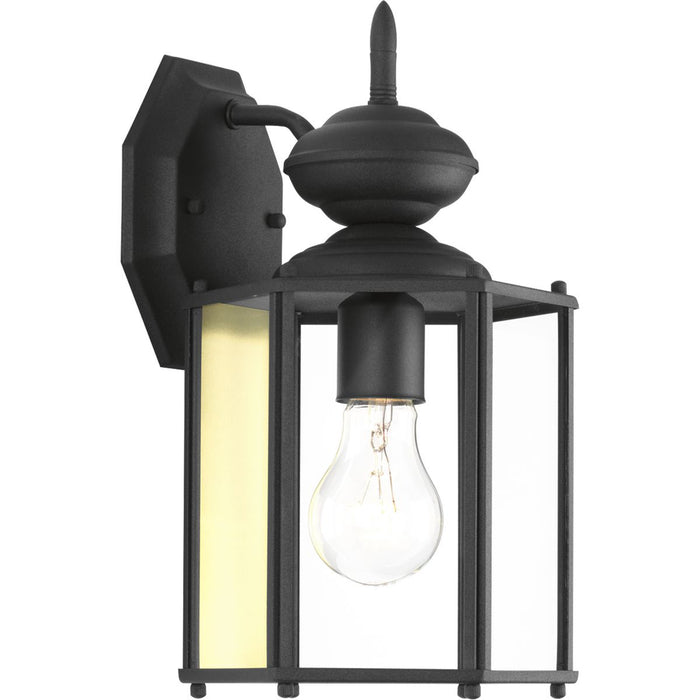 Progress Lighting HomeStyle Collection One-Light Large Wall Lantern Maximum (1) 100W A19 Medium Base Lamp 120V Black/Clear Glass Panels (HS71003-31)