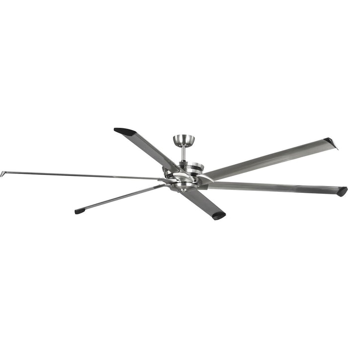 Progress Lighting Huff Collection Indoor/Outdoor 96 Inch Six-Blade Brushed Nickel Ceiling Fan (P250030-009)