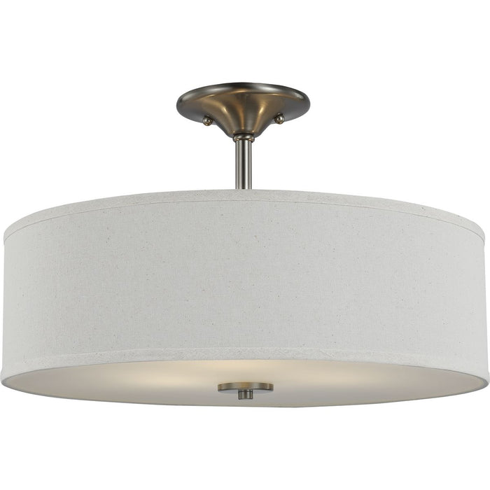 Progress Lighting Inspire Collection Brushed Nickel Three-Light 18 Inch Semi-Flush Mount (P350168-009)