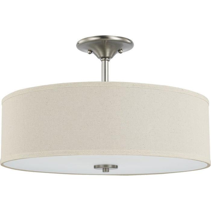 Progress Lighting Inspire Collection Brushed Nickel Three-Light 18 Inch Semi-Flush Mount (P350168-009)