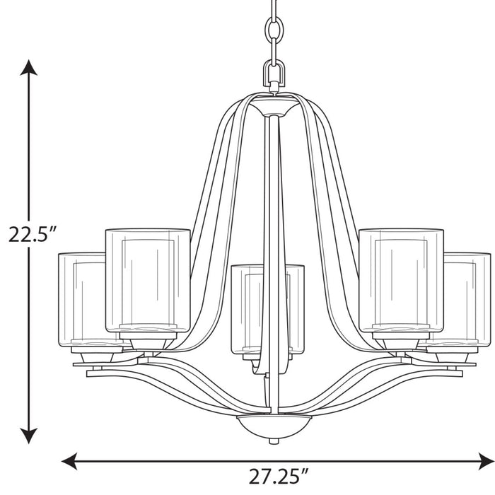 Progress Lighting Kene Collection Brushed Nickel Five-Light Chandelier (P400095-009)