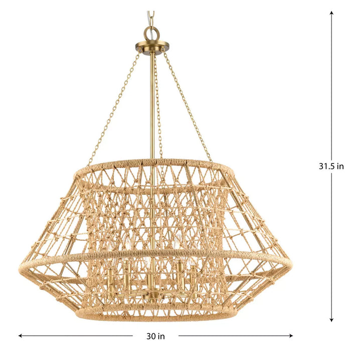 Progress Lighting Laila Collection 60W Five-Light Chandelier Vintage Brass (P400324-163)