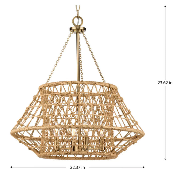 Progress Lighting Laila Collection 60W Four-Light Chandelier Vintage Brass (P400323-163)