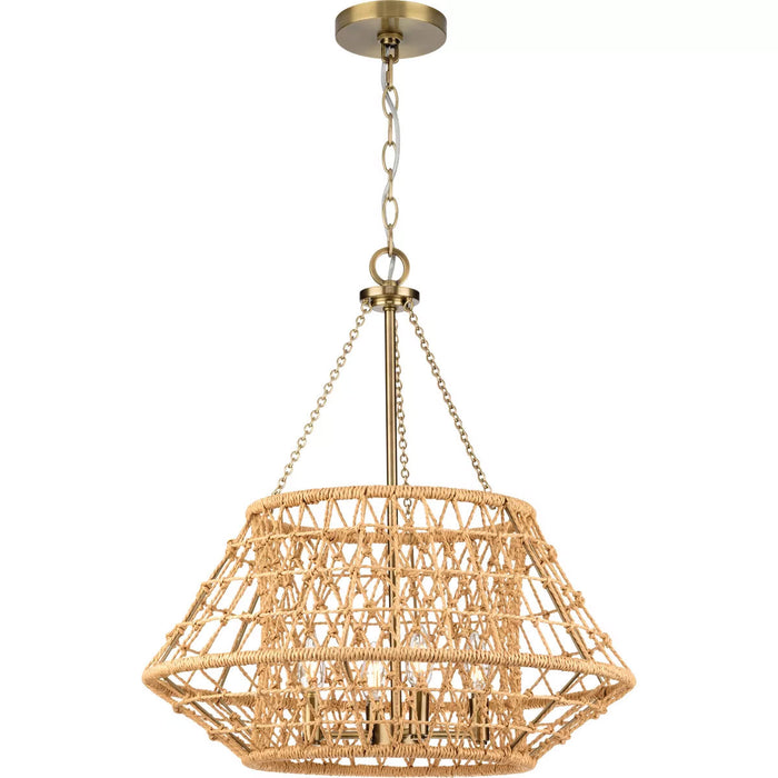 Progress Lighting Laila Collection 60W Four-Light Chandelier Vintage Brass (P400323-163)