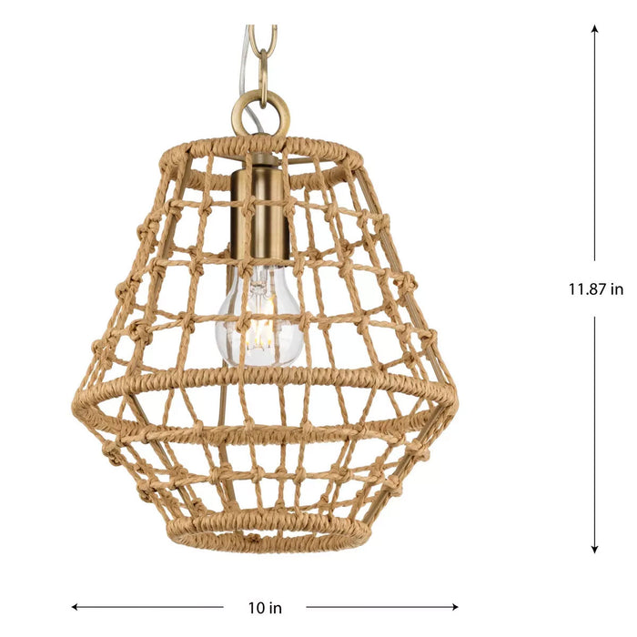 Progress Lighting Laila Collection 60W One-Light Mini-Pendant Vintage Brass (P500423-163)