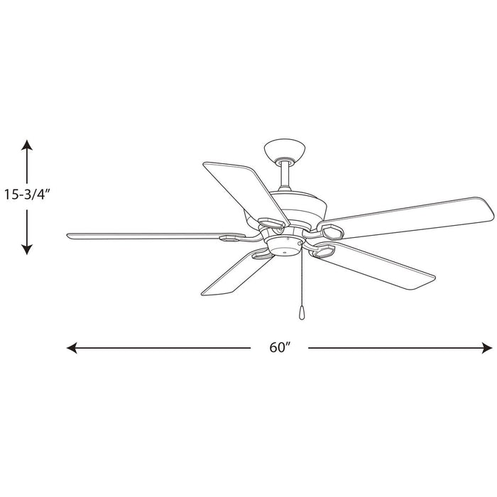 Progress Lighting Lakehurst Collection 60 Inch Indoor/Outdoor Five-Blade Ceiling Fan (P2562-80)