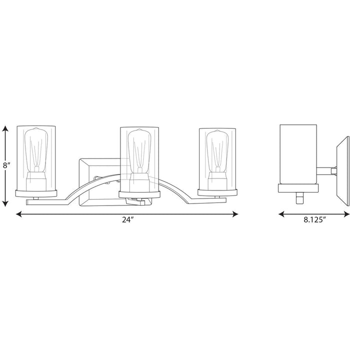 Progress Lighting Lassiter Collection Black Three-Light Bath (P300258-031)