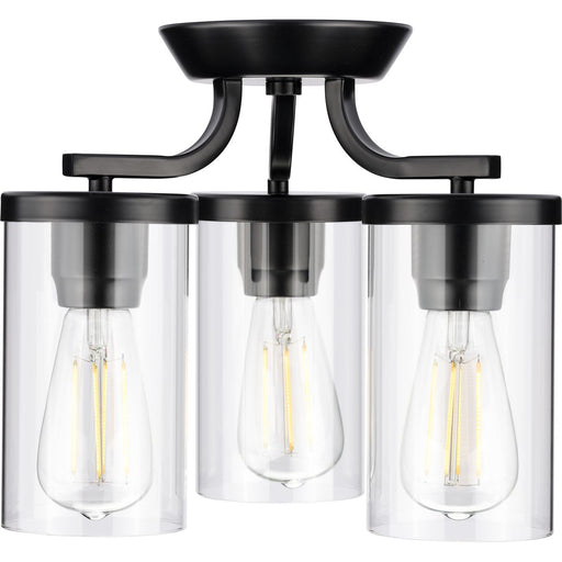 Progress Lighting Lassiter Collection Black Three-Light Semi-Flush Mount (P350149-031)