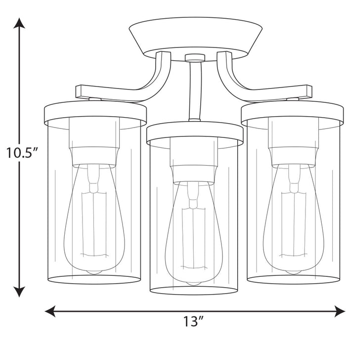 Progress Lighting Lassiter Collection Black Three-Light Semi-Flush Mount (P350149-031)