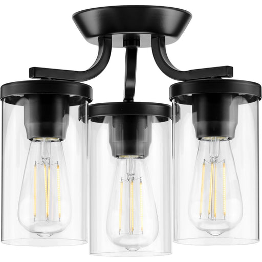Progress Lighting Lassiter Collection Black Three-Light Semi-Flush Mount (P350149-031)