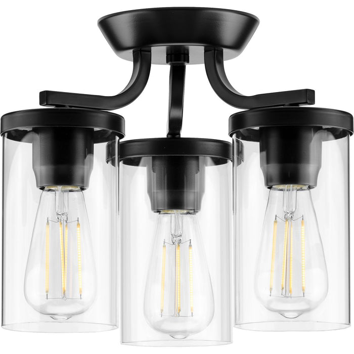 Progress Lighting Lassiter Collection Black Three-Light Semi-Flush Mount (P350149-031)