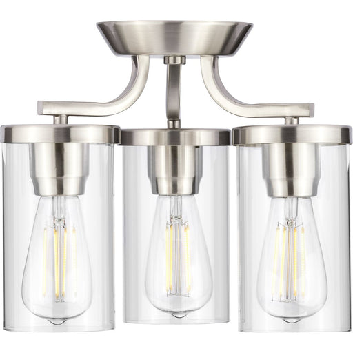 Progress Lighting Lassiter Collection Brushed Nickel Three-Light Semi-Flush Mount (P350149-009)