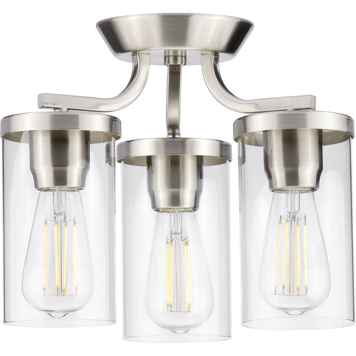 Progress Lighting Lassiter Collection Brushed Nickel Three-Light Semi-Flush Mount (P350149-009)