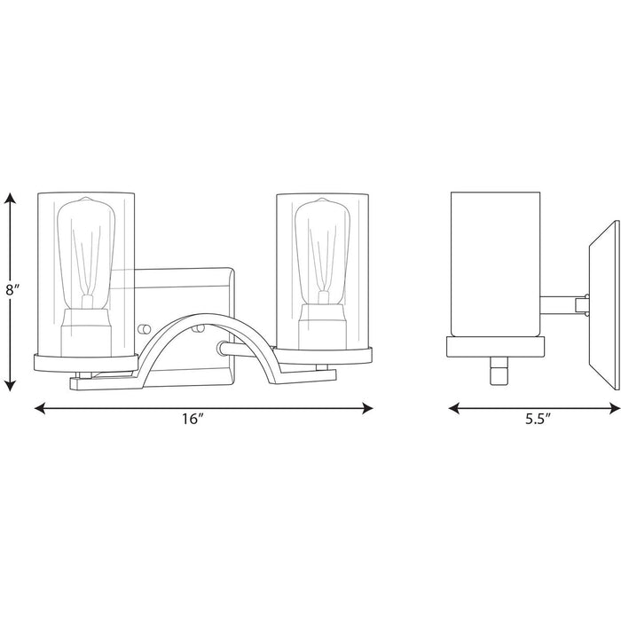 Progress Lighting Lassiter Collection Brushed Nickel Two-Light Bath (P300257-009)