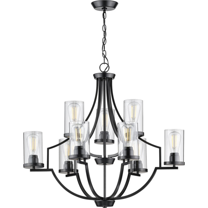 Progress Lighting Lassiter Collection Nine-Light Matte Black Chandelier (P400198-031)