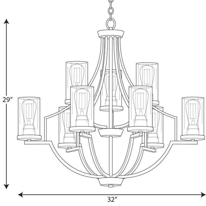 Progress Lighting Lassiter Collection Nine-Light Matte Black Chandelier (P400198-031)