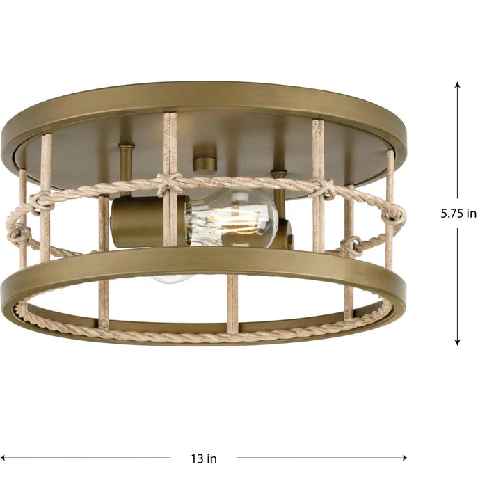 Progress Lighting Lattimore Collection 60W Two-Light Flush Mount Aged Brass (P350241-161)