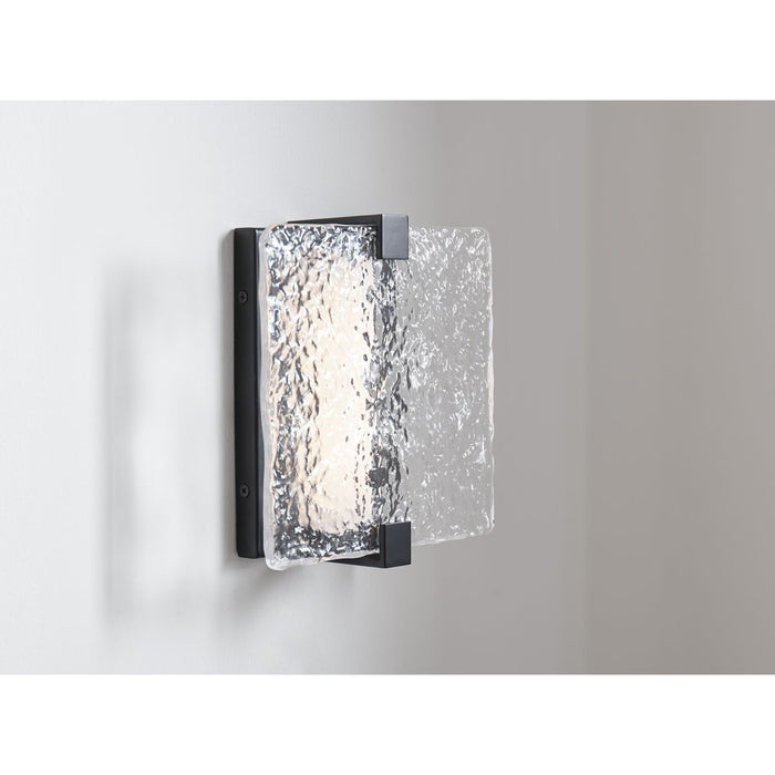 Progress Lighting LED Stone Glass Sconce Collection Black Ada Wall Sconce 3000K (P710080-031-30)