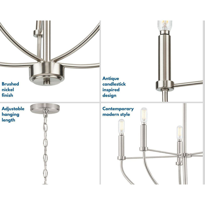 Progress Lighting Leyden Collection 5 Light 60W Candelabra Base Chandelier (P400202-009)