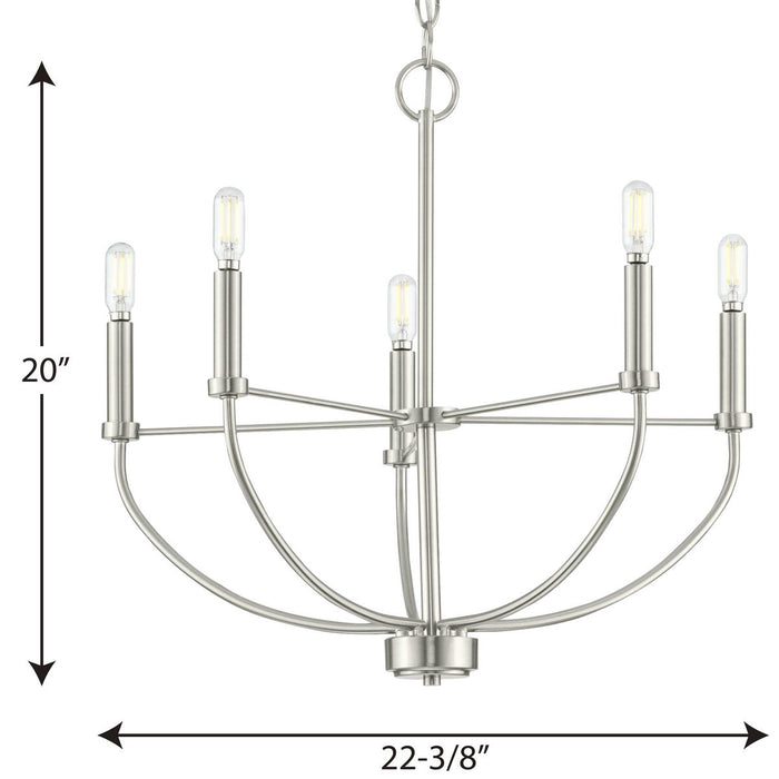 Progress Lighting Leyden Collection 5 Light 60W Candelabra Base Chandelier (P400202-009)