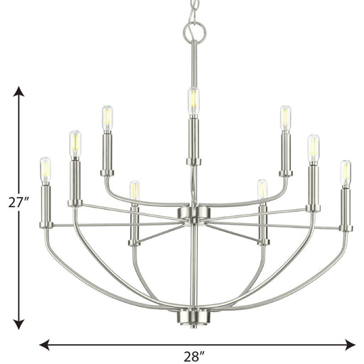 Progress Lighting Leyden Collection 9 Light 60W Candelabra Base Chandelier (P400228-009)