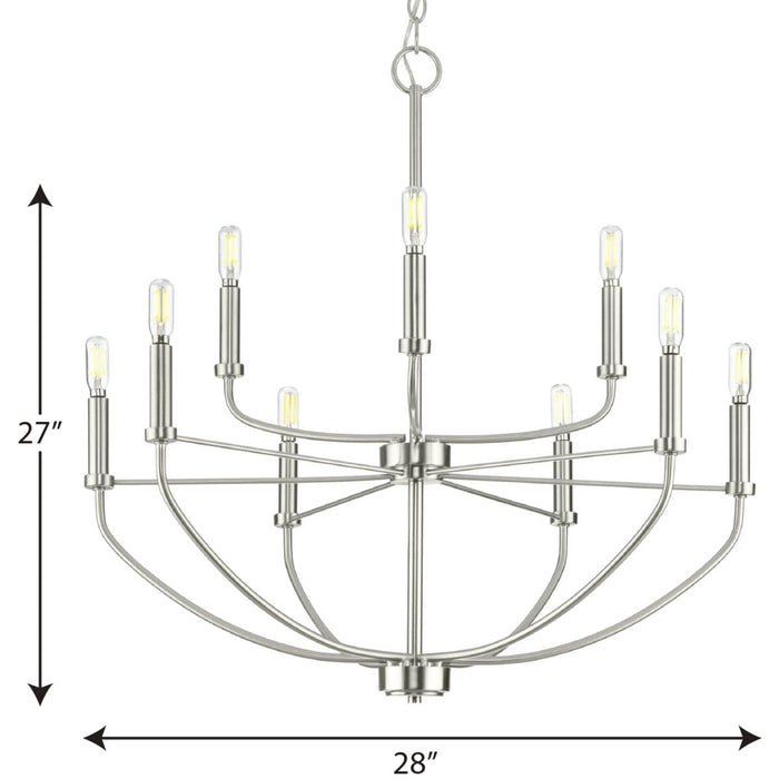 Progress Lighting Leyden Collection 9 Light 60W Candelabra Base Chandelier (P400228-009)