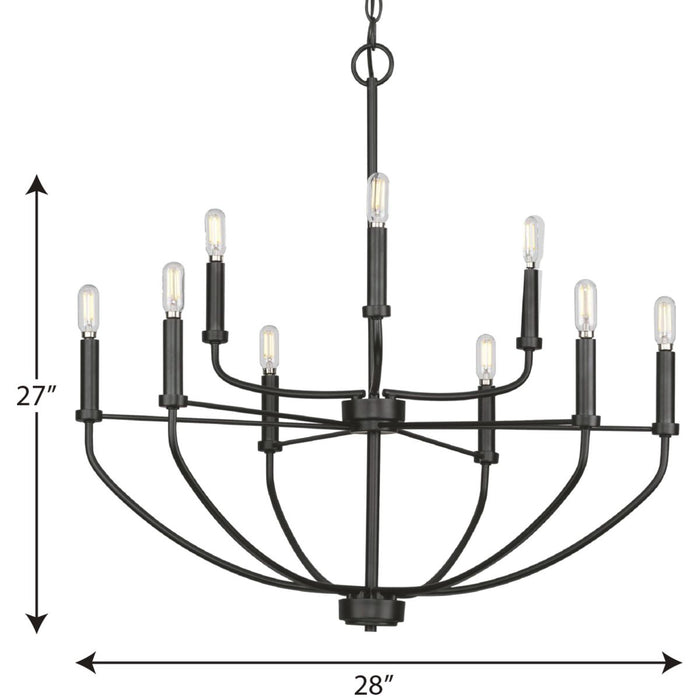 Progress Lighting Leyden Collection 9 Light 60W Candelabra Base Chandelier (P400228-031)