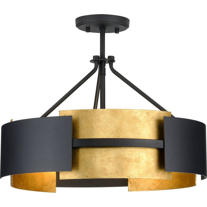 Progress Lighting Lowery Collection 3 Light 60W Medium Base Semi-Flush Convertible Close To Ceiling Fixture (P350203-031)