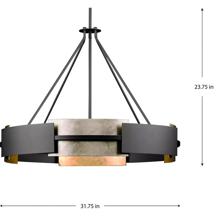 Progress Lighting Lowery Collection 60W Six-Light Pendant Matte Black (P500331-31M)