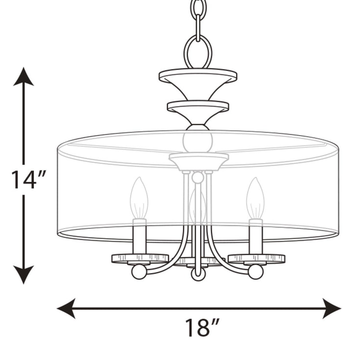 Progress Lighting Marche Foot Collection Three-Light Semi-Flush Convertible (P350029-104)