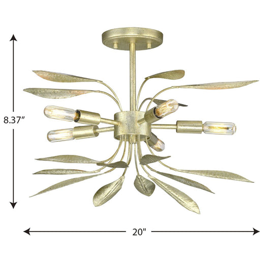 Progress Lighting Mariposa Collection 5 Light 60W Medium Base Semi-Flush Convertible Close To Ceiling Fixture (P350210-176)