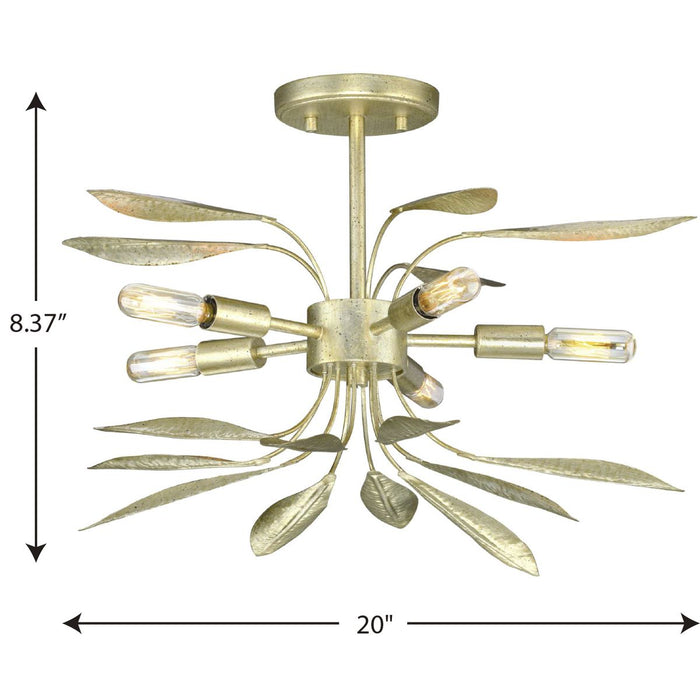 Progress Lighting Mariposa Collection 5 Light 60W Medium Base Semi-Flush Convertible Close To Ceiling Fixture (P350210-176)