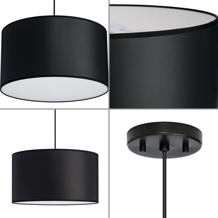 Progress Lighting Markor Collection 60W Three-Light Drum Pendant Black Parchment (P500387-193)