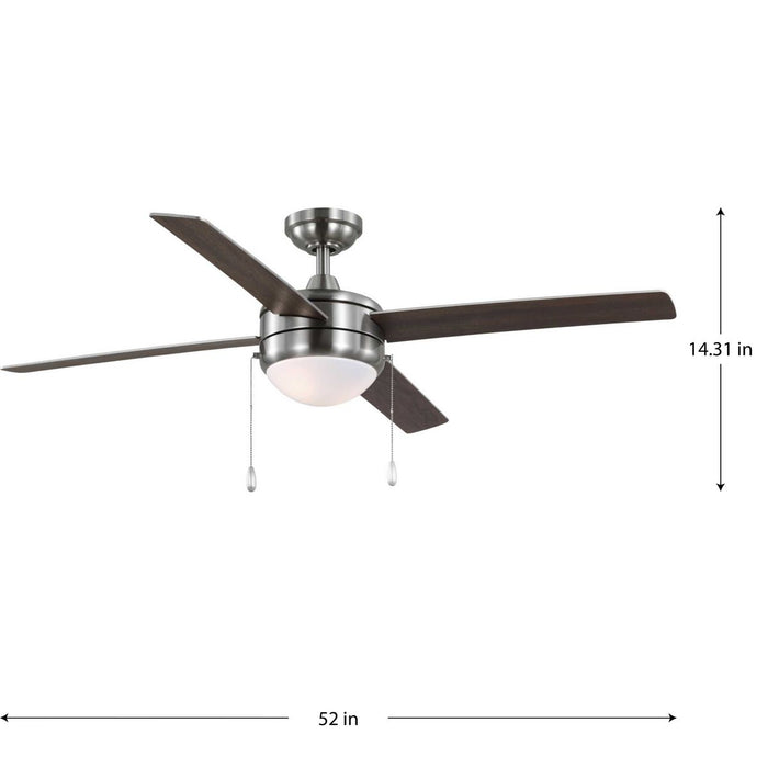 Progress Lighting McLennan II Collection 6W 52 Inch 4-Bld Ceiling Fan With Light Brushed Nickel (P250089-009-WB)