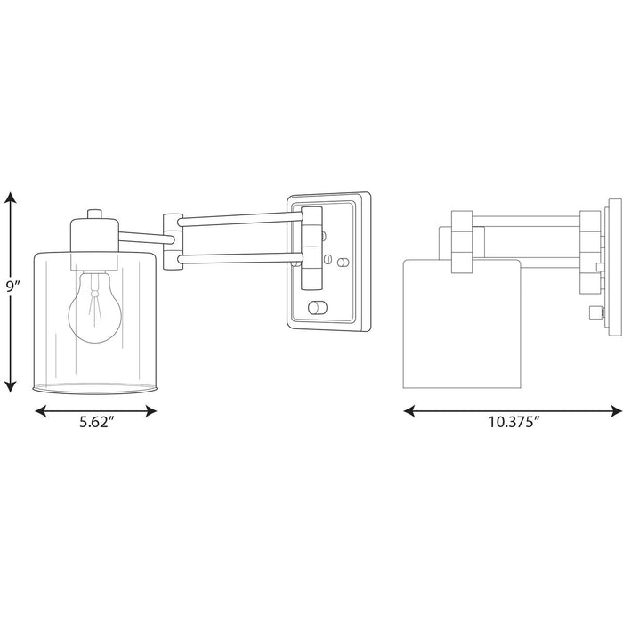Progress Lighting Milner Collection Black Swing Arm Wall Light (P710086-031)