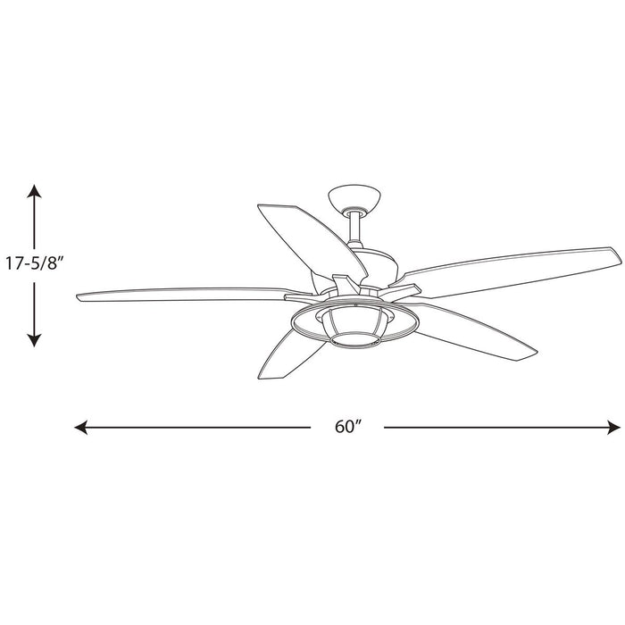 Progress Lighting Montague Collection 60 Inch Indoor/Outdoor Five-Blade Ceiling Fan 3000K (P2564-8030K)