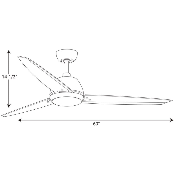 Progress Lighting Oriole Collection 60 Inch Three-Blade Ceiling Fan With LED Light 3000K (P2592-0930K)